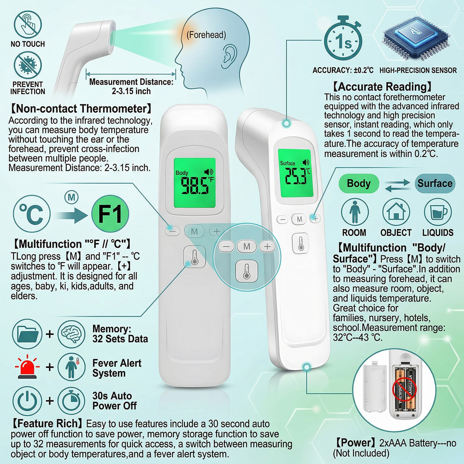 디지털 이마 온도계 전자 비접촉식 임상 정확도 비접촉식 - Pulse Oximeter 리뷰 및 가격